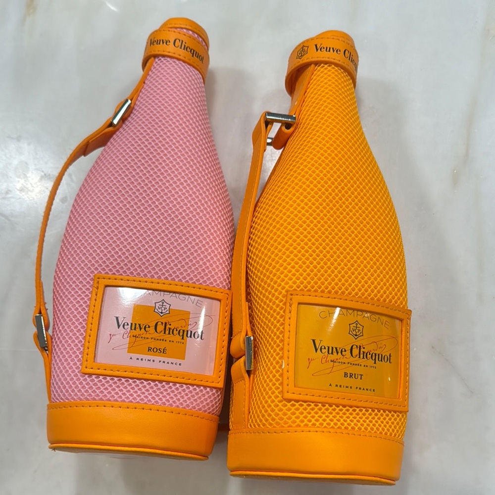 Veuve Clicquot Rosé and Brut Champagne Bottles